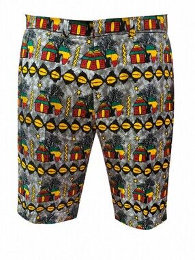 Grey African Print Shorts